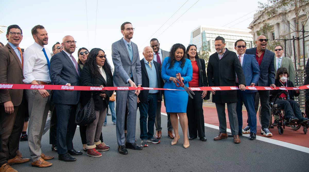 A ribbon cutting April 1 to celebrate the start of BRT service on Van Ness Ave. in San Francisco; it&apos;s the city&apos;s first BRT line.