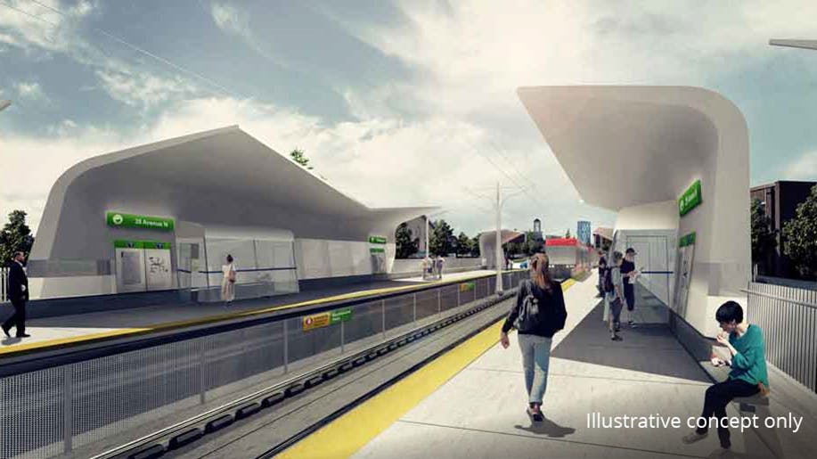 A rendering of what a future Green Line LRT station could look like.