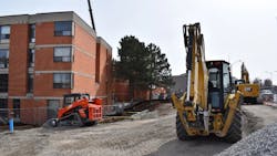 Crews preparing for construction at the first headwall site. Crews preparing for construction at the first headwall site.