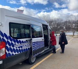 Passengers can pay for their trip by uploading funds to an online account. Passengers can pay for their trip by uploading funds to an online account.