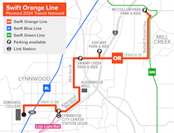 A map showing the route of the Swift Orange Line and its transit connections. A map showing the route of the Swift Orange Line and its transit connections.