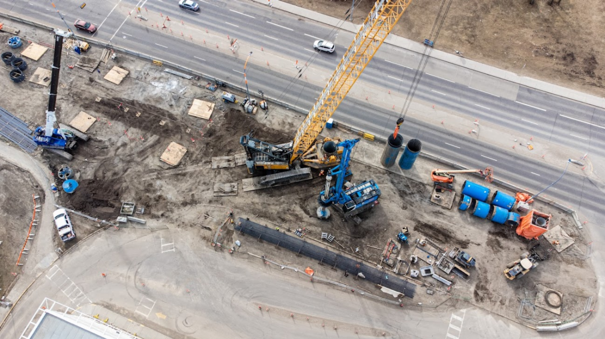 Construction activities as part of the Edmonton Valley Line West LRT project; the project's contractor, Marigold Infrastructure Partners, celebrated the project's first full construction season.