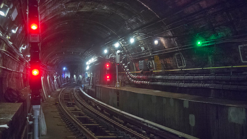 A 2014 file image showing the inside of a newly repaired Montague Tube. As part of the work performed by the Track Trespassing Task Force, MTA plans to pilot two different intrusion systems that would notify the authority of when people or objects enter the tracks.