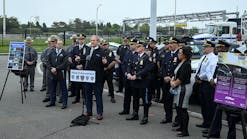 MTA Chair &amp; CEO Janno Lieber and MTA Bridges &amp; Tunnels President Daniel DeCrescenzo join partner law enforcement agencies at the Bronx-Whitestone Bridge on Friday, May 20, 2022 to announce increased enforcement against obscured and fraudulent license plates. [Marc A. Hermann/MTA]