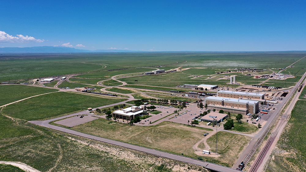 An aerial view of the Transportation Technology Center in Pueblo, Colo.