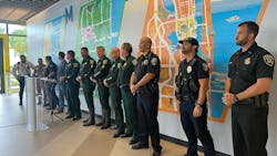 Officers and representatives from Brightline, Broward County Sheriff&apos;s Office and area law enforcement agencies gathered June 3 for a press conference to highlight Operation Crossing Guard.