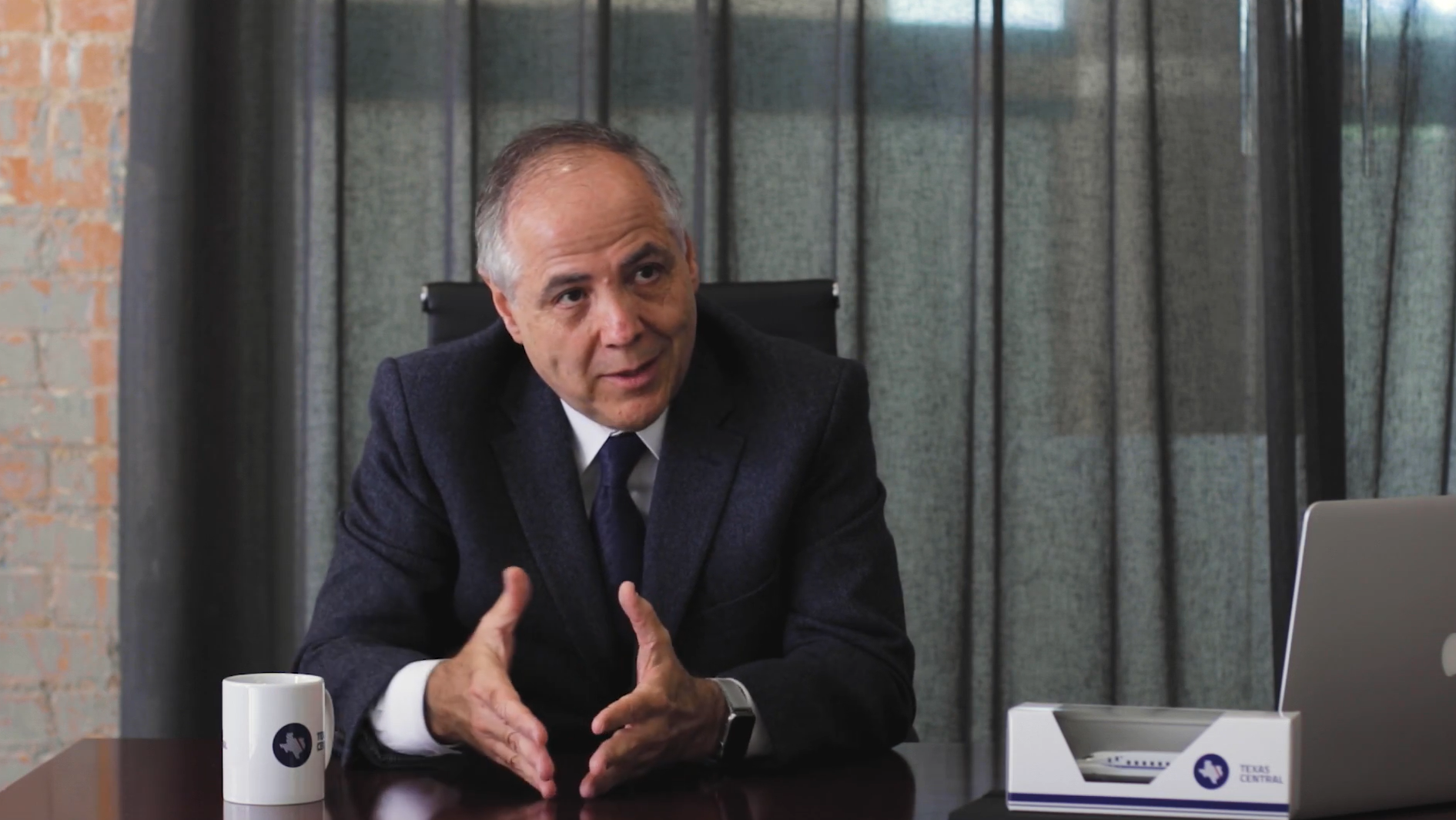 Carlos Aguilar speaking on the partnership between Texas Central and Renfe in 2018.