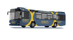 A rendering of the new PRT brand on a bus.