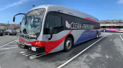One of SamTrans' existing zero-emission buses; the district's board approved the purchase of 30 additional zero-emission buses. This purchase includes 10 hydrogen fuel cell buses from New Flyer and 20 battery electric buses from Gillig.