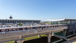 A test train at the Washington Dulles International Airport station that was built as part of the Silver Line Extension. The extension has reached operational readiness with WMATA assuming control of the line on June 23. A test train at the Washington Dulles International Airport station that was built as part of the Silver Line Extension. The extension has reached operational readiness with WMATA assuming control of the line on June 23.
