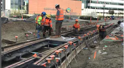 Crews perform special track work at Santa Ana Blvd., Ross, and 5th Street intersection to continue moving the OC Streetcar project forward.