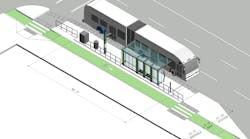 TriMet&rsquo;s island bus stop station design for the Division Transit Project.