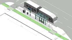 TriMet&rsquo;s island bus stop station design for the Division Transit Project.