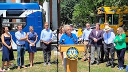Oficials and environmental stakeholders gathered on the New Haven Green to announce the new law. Oficials and environmental stakeholders gathered on the New Haven Green to announce the new law.