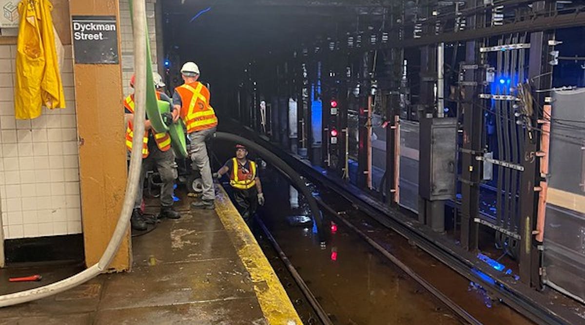 MTA crews pump water out of Dyckman Street Station on the A Line.