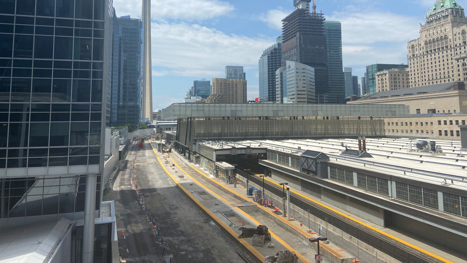 Southern tracks have been removed and crews continue to remove the canopy from platforms 26 and 27 at Union Station.