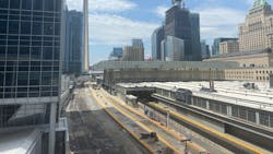 Southern tracks have been removed and crews continue to remove the canopy from platforms 26 and 27 at Union Station. Southern tracks have been removed and crews continue to remove the canopy from platforms 26 and 27 at Union Station.