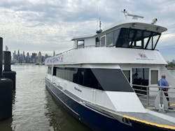 Hoboken is the first of five ferries to undergo upgrades to make it more fuel efficient and emit less engine exhaust. Hoboken is the first of five ferries to undergo upgrades to make it more fuel efficient and emit less engine exhaust.