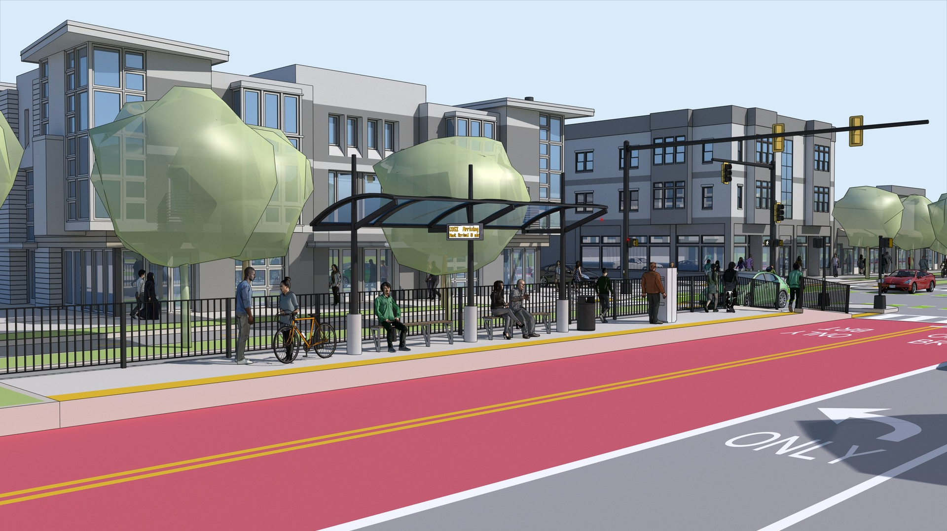 A rendering of a future bus rapid transit line as part of COTA's LinkUS Initiative. COTA is one of five newly named recipients of funding under the Build America Bureau's Regional Infrastructure Accelerators program.