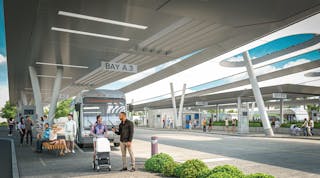 Rending of PSTA&apos;s new Clearwater Transit Center; the project was selected for a $20 million RAISE grant.