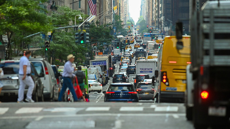 Madison Ave. looking north from 41st St. on July 6, 2022, shows traffic and congestion in the Central Business District.