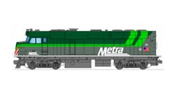 A rendering of the possible color scheme for Metra&apos;s battery-powered locomotive.