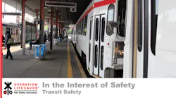 A screenshot of OLI's video focusing on safety on and around rail transit systems.