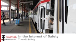 A screenshot of OLI&apos;s video focusing on safety on and around rail transit systems.