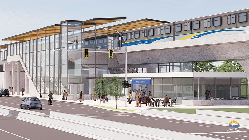 A rendering showing the 190 Street Station that will be built as part of the Surrey Langley SkyTrain project.