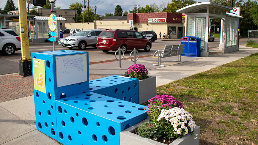 An improved mobility hub; Minneapolis received a grant from AARP to further its initiative where improvements are made to improve safe access to transit services.