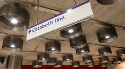A sign directing passengers to the Elizabeth Line, which opened in May 2022.
