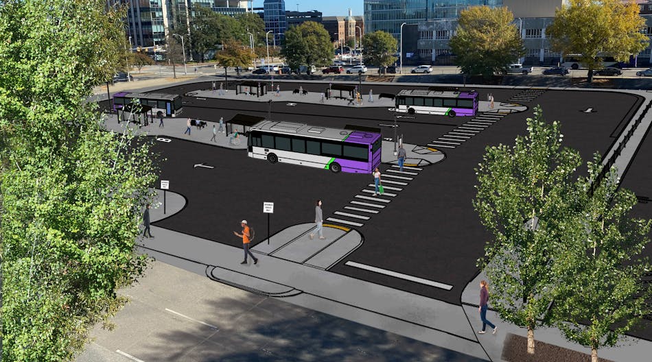 A rendering of GRTC&apos;s Downtown Transfer Station that will improve bus transfers.