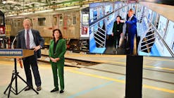 New York Gov. Kathy Hochul and MTA Chief Executive Officer Janno Lieber tour a 7 train with newly installed high resolution security cameras at the Corona Maintenance Facility in Queens, Tuesday Sept. 20, 2022. Eventually, all subway cars in the New York City transit system will be outfitted with two high resolution video cameras to ensure safety for straphangers. (Kevin P. Coughlin / Office of Governor Kathy Hochul)