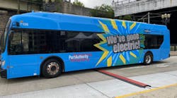 One of PRT&apos;s electric buses; the agency has committed to transitioning its bus fleet to zero emissions by 2045.