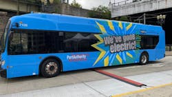 One of PRT&apos;s electric buses; the agency has committed to transitioning its bus fleet to zero emissions by 2045.
