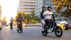 Veo's Apollo Class II e-bike will roll out in select markets in early 2023 and can accommodate two passengers or additional cargo capacity. Veo's Apollo Class II e-bike will roll out in select markets in early 2023 and can accommodate two passengers or additional cargo capacity.