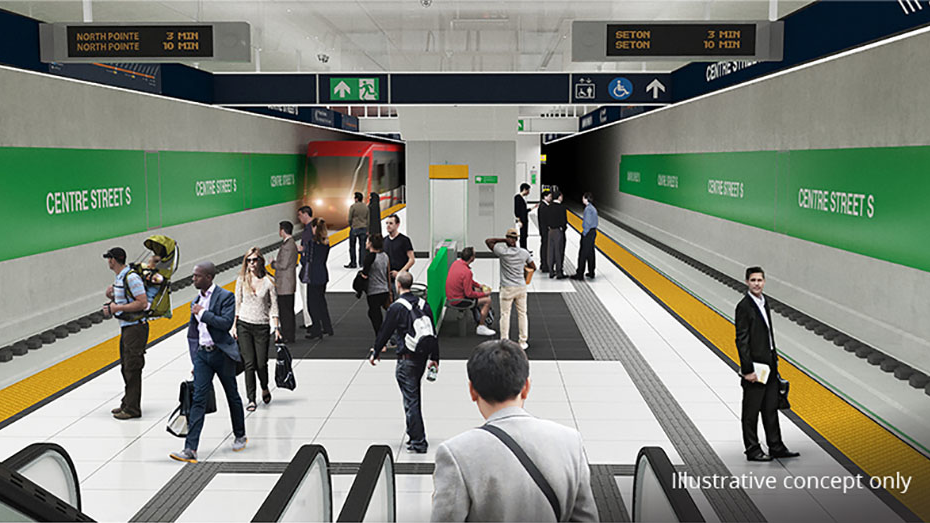 A conceptual rendering of an underground station as part of the future Green Line in Calgary.