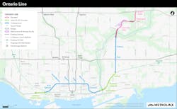 A map showing where the Ontario Line's alignment will be. A map showing where the Ontario Line's alignment will be.