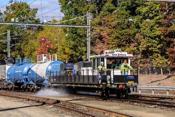 NJ Transit began the use of its two AquaTrack machines to keep rails clear of leaf debris during the fall season.