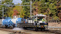 NJ Transit began the use of its two AquaTrack machines to keep rails clear of leaf debris during the fall season.