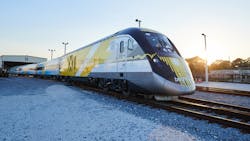 Brightline trains will begin testing at up to 110 mph along an 11-mile stretch of track in Martin and St. Lucie Counties the week of Oct. 17. Brightline trains will begin testing at up to 110 mph along an 11-mile stretch of track in Martin and St. Lucie Counties the week of Oct. 17.