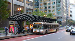 A CTA bus operating in Chicago's loop.
