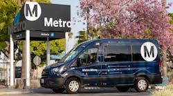 A Metro Micro vehicle at L.A. Metro&apos;s Artesia station.