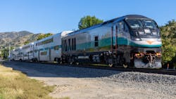 A Metrolink train traveling in the Simi Valley. A Metrolink train traveling in the Simi Valley.