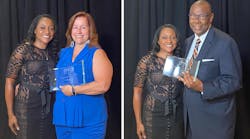 Michelle Edwards Arnold, director at Collier Area Transit (CAT) presenting Loretta Fuegos, left, and Murray Seabrook with Operator of the Year awards.