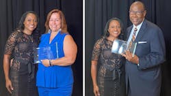 Michelle Edwards Arnold, director at Collier Area Transit (CAT) presenting Loretta Fuegos, left, and Murray Seabrook with Operator of the Year awards. Michelle Edwards Arnold, director at Collier Area Transit (CAT) presenting Loretta Fuegos, left, and Murray Seabrook with Operator of the Year awards.