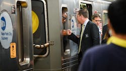 MTA New York City Transit President Richard Davey spoke with MTA employees and riders on Oct. 27 to celebrate &apos;Subway Day,&apos; which marked the 118th anniversary of the New York City subway system.
