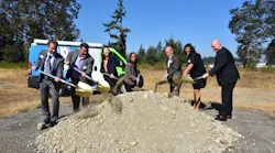 Pictured left to right: WSDOT Regional Administrator Steve Roark; Pierce Transit Board Chair Marty Campbell; US Senator Maria Cantwell; US Representative Marilyn Strickland; WA State Representative Jake Fey; Pierce Transit Board Co-Chair Kristina Walker; Pierce Transit CEO Mike Griffus.