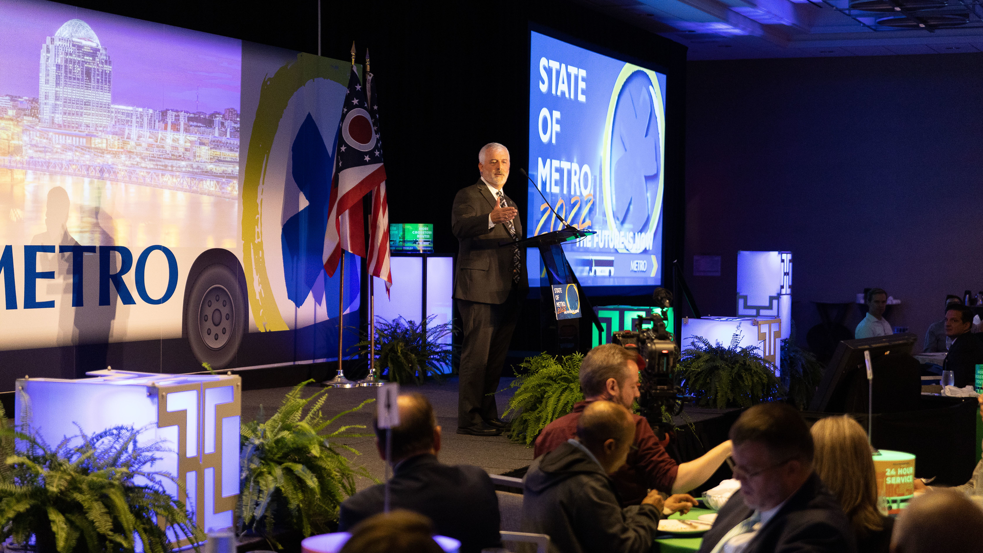 SORTA Board of Trustees Chair Kreg Keesee delivers remarks at the State of Metro 2022 luncheon, Oct. 25, 2022.