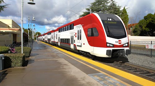 A rendering of an electric Caltrain.